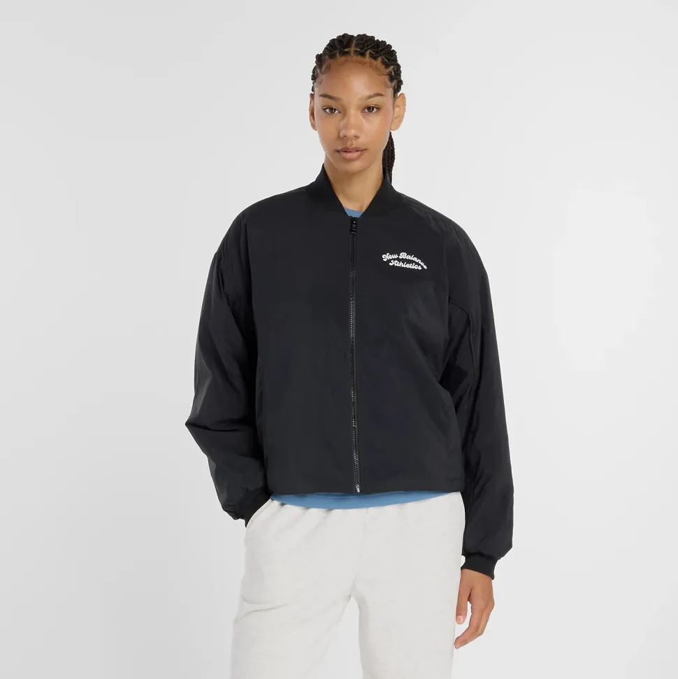 New Balance naisten takki, Linear Heritage Woven Bomber Jacket Musta
