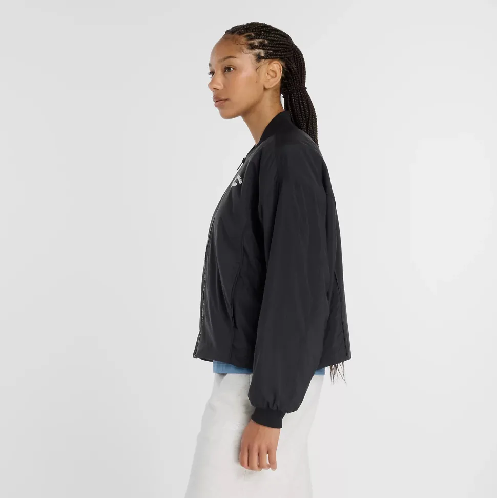 New Balance naisten takki, Linear Heritage Woven Bomber Jacket Musta