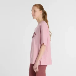 New Balance Naisten T-paita, Linear Heritage Oversized T-Shirt Vaaleanpunainen
