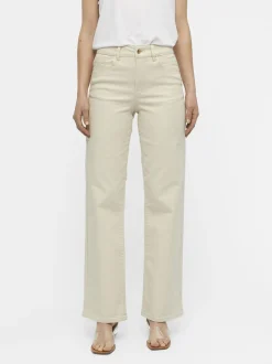 Object naisten housut, OBJMARINA MW TWILL JEANS Valkoinen