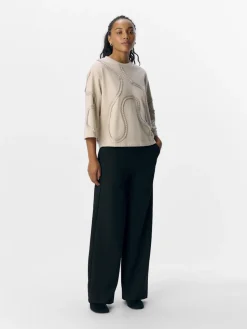 Object naisten pusero, OBJLIV RE 3/4 SWEATSHIRT CC2 SS Sandshell