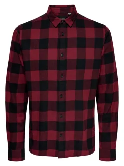 Only & Sons Ruudullinen Kauluspaita Cabernet