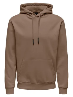 Only and Sons Miesten Huppari ONSCERES LIFE HOODIE SWEAT Ruskeanharmaa