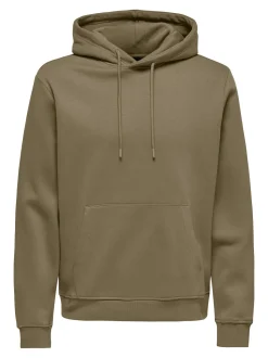 Only and Sons Miesten Huppari, ONSCONNOR REG SWEAT HOODIE NOS Tumma Kameli