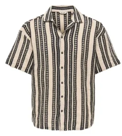 Only and Sons miesten lyhythihainen paita, DANI CROCHET SS SHIRT Raidallinen Musta