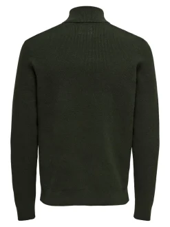 Only and Sons neule, PHIL COTTON HALF ZIP Armeijanvihreä