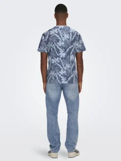 Only and Sons t-paita, PERRY REG LEAF Tummansininen