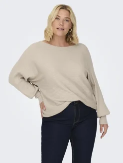 Only Carmakoma naisten neule, CARNEW ADALINE L/S PULLOVER KNT Luonnonvalkoinen