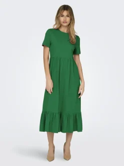 Only naisten mekko, ONLMAY LIFE S/S PEPLUM CALF DRESS JRS Vihreä