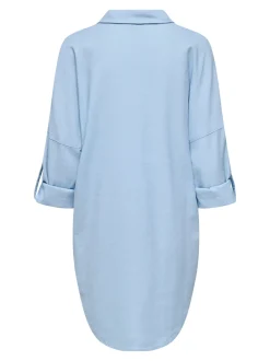 Only naisten tunika, ONLCARO 3/4 LINEN BL TUNIC CC PNT Vaaleansininen