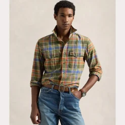 Polo Ralph Lauren miesten kauluspaita, LONG SLEEVE-SPORT SHIRT Vihreä Ruutu