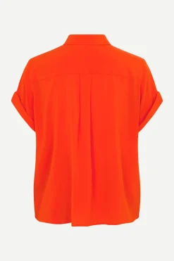 Samsoe and Samsoe, Naisten Lyhythihainen Kauluspaita, Majan Ss Shirt 9942 Oranssi