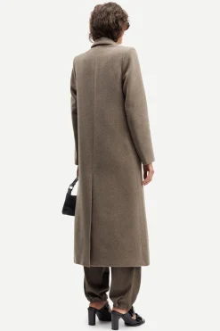 Samsoe Samsoe naisten villakangastakki FALCON COAT 11104, tummanruskea