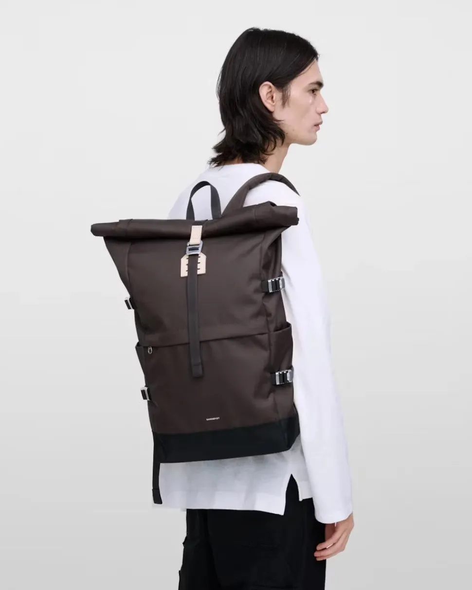 Sandqvist unisex reppu ICON ROLLTOP BACKPACK L, tummanruskea