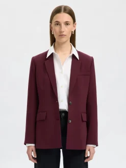 Selected Femme Naisten Bleiseri, AD-SLFRITA LS CLASSIC BLAZER MEL NOOS Fig Melange