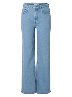 Selected Femme naisten farkut, SLFALICE HW WIDE LONG LIG BLU JEANS Indigo