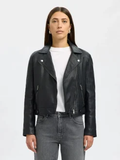 Selected Femme Naisten Nahkatakki, Katie Leather Jacket Black
