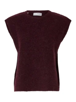 Selected Femme Naisten Neuleliivi, SLFLulu SL Knit Vest Viininpunainen