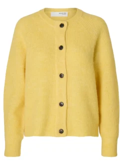 Selected Femme, Naisten Neuletakki, Lulu LS Knit Short Cardigan Keltainen