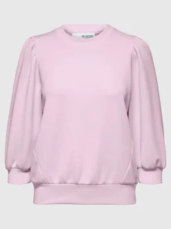 Selected Femme Naisten Pusero, SLFTENNY 3/4 SWEAT TOP NOOS Vaaleanpunainen