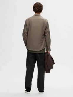 Selected flanelipaita, SLIM OVEN FLANNEL SHIRT Keskiruskea