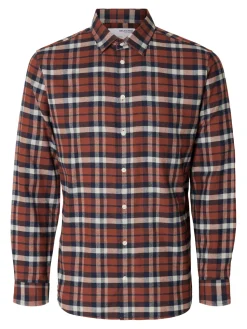 Selected flanelipaita, SLIM OVEN FLANNEL SHIRT Oranssiruutu