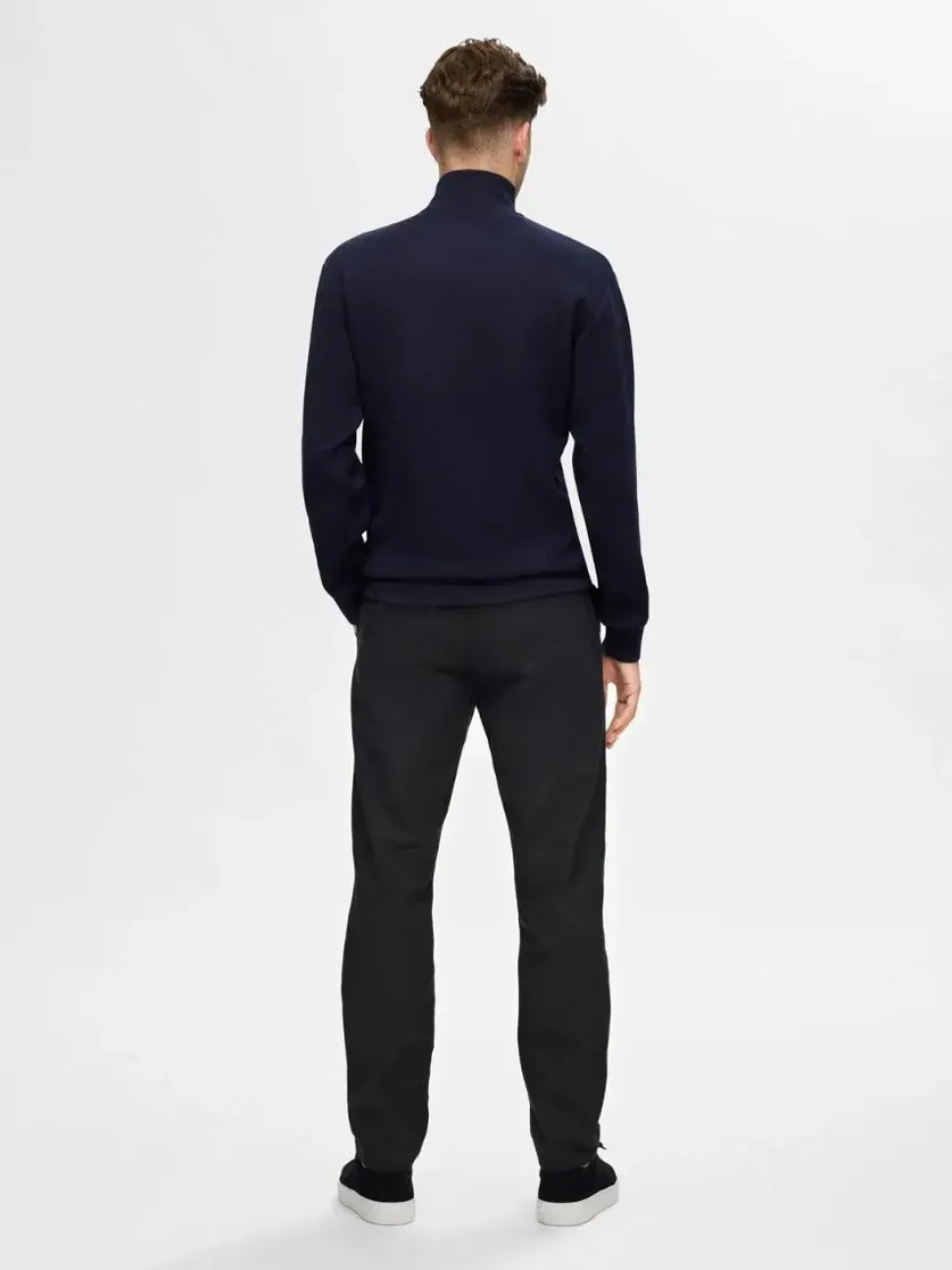 Selected housut, MILES BRUSHED PANTS Tummanharmaa