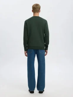 Selected miesten college, MANUEL SOFT CREW NECK Deep Forest