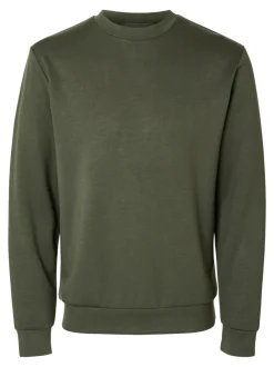 Selected miesten college, MANUEL SOFT CREW NECK Armeijanvihreä
