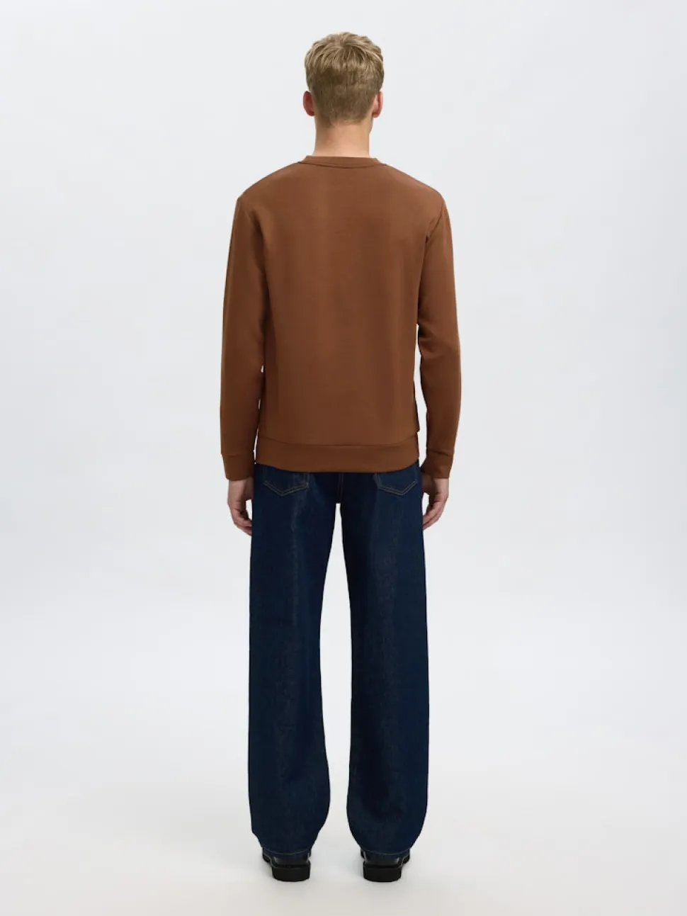 Selected miesten college, MANUEL SOFT CREW NECK Soft Silt