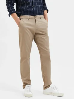 Selected, Miesten Housut, NEW MILES FLEX CHINO NOS Greige