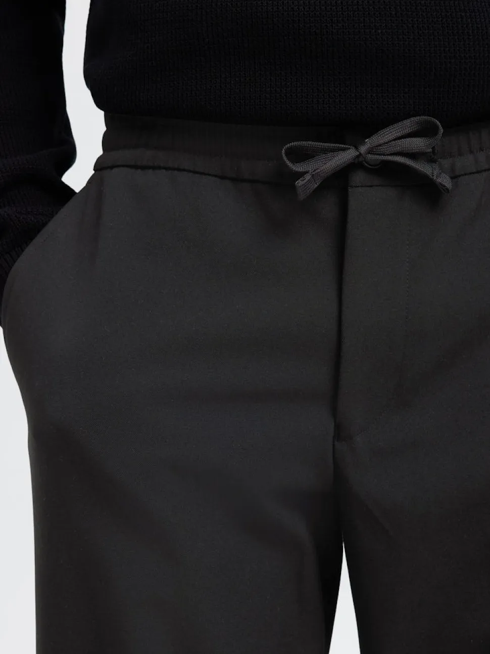 Selected miesten housut SLH196-Straight Robert String Pant, musta