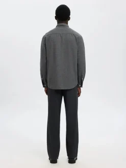 Selected miesten kauluspaita, REG NOAH BRUSHED TWIST SHIRT Gray Flannel Twisted Blac