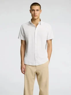 Selected Miesten Kauluspaita NEW LINEN SHIRT Valkoinen