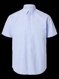 Selected Miesten Kauluspaita NEW LINEN SHIRT Sininen