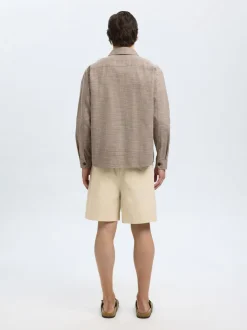 Selected miesten paitatakki, RELAX HENRY OVERSHIRT Ruskea Kuosi