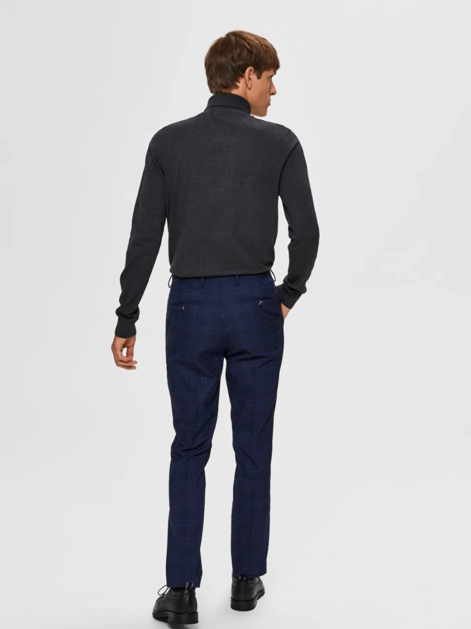 Selected, Miesten Pooloneule, Berg Roll Neck Tummanharmaa