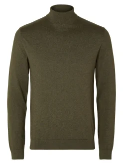 Selected, Miesten Pooloneule, Berg Roll Neck Armeijanvihreä