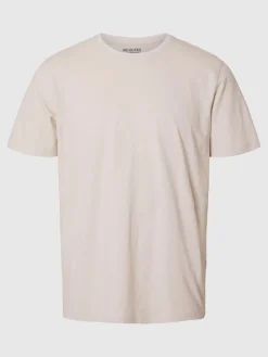 Selected miesten t-paita, ASPEN SLUB SS O-NECK Beige