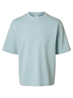 Selected miesten t-paita, LOOSE OSCAR SS O-NECK Vaaleansininen