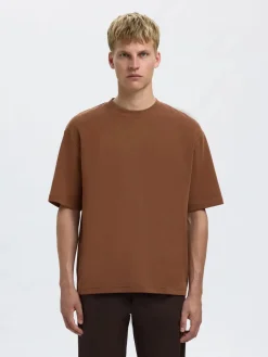 Selected miesten t-paita, LOOSE OSCAR SS O-NECK Soft Silt