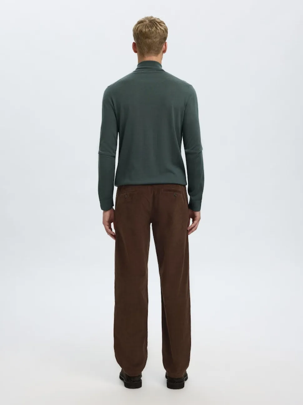 Selected miesten vakosamettihousut K STRAIGHT MILES CORD PANT NOS, ruskea