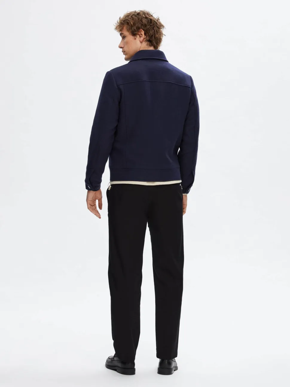 Selected Miesten Villakangastakki, FILIP WOOL JACKET Tummansininen