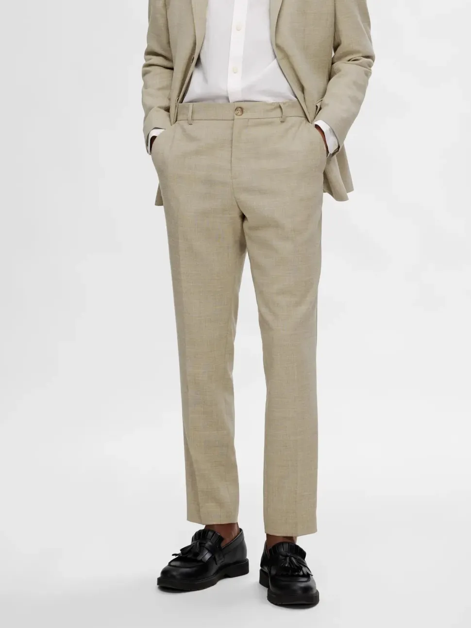 Selected pellavahousut, OASIS LINEN TROUSER Sand