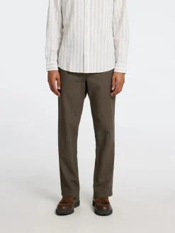 Selected pellavahousut, SLIM TAPE BRODY LINEN PANT Forest Night Mixed W. Kal