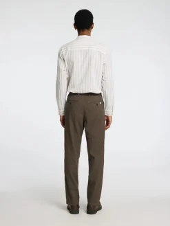 Selected pellavahousut, SLIM TAPE BRODY LINEN PANT Forest Night Mixed W. Kal