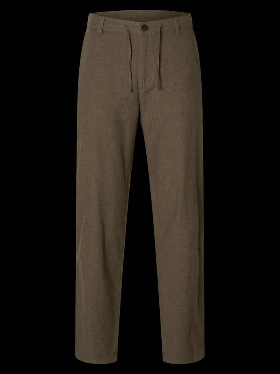 Selected pellavahousut, SLIM TAPE BRODY LINEN PANT Forest Night Mixed W. Kal