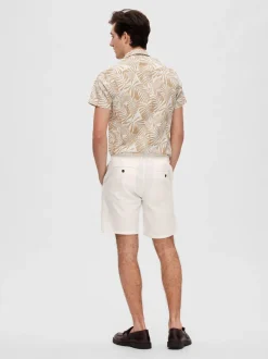 Selected shortsit, COMFORT BRODY LINEN SHORTS Luonnonvalkoinen