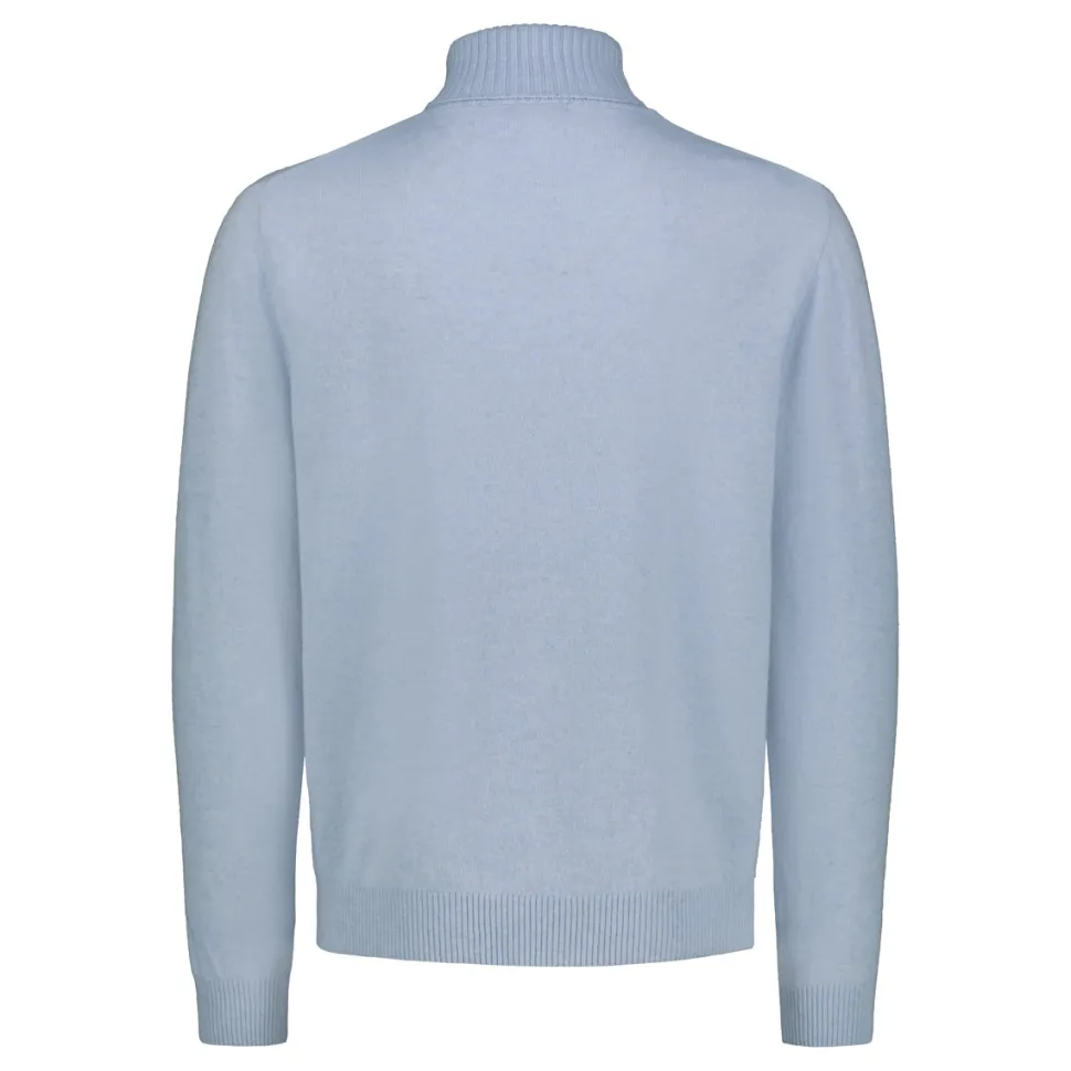 Sinnuu Miehet Pooloneule Rollneck Fine, Made in Italy vaaleansininen