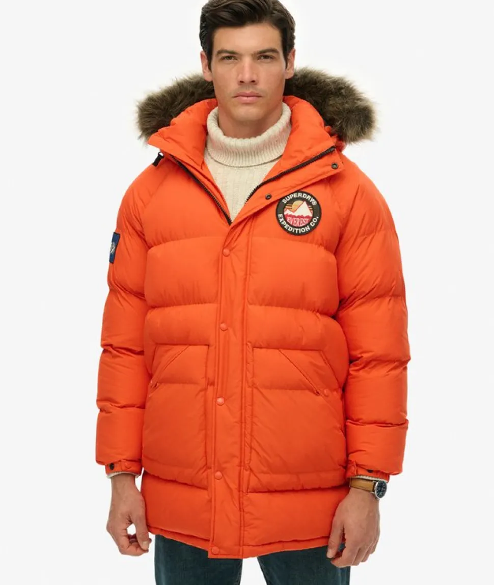 Superdry miesten parkatakki Everest Longline Baffled Parka, oranssi